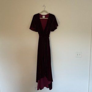Women's maroon Velvet wrap dress